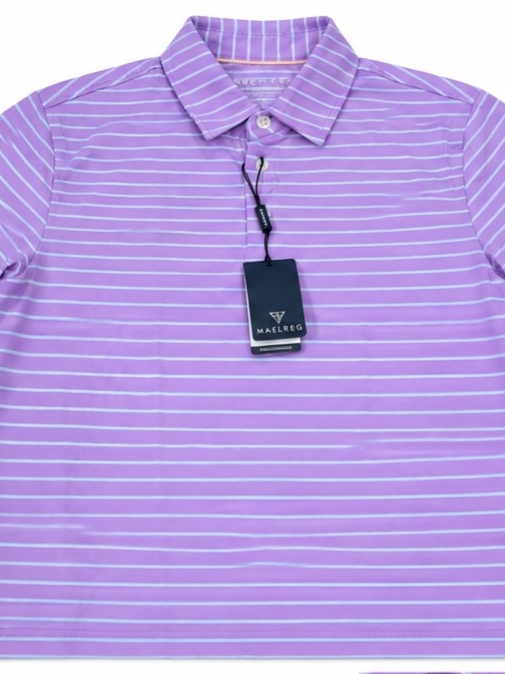 Maelreg Youth 18/20 (size XL) Lavender Striped Performance Golf Polo Shirt NWT